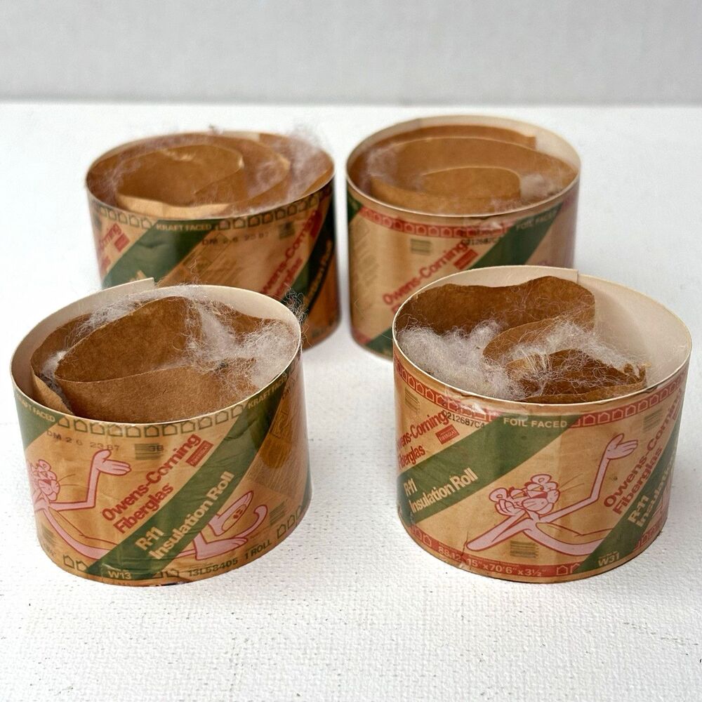 Dollhouse Miniature Insulation Rolls Lot of 4 Owens Corning Pink Panther Props